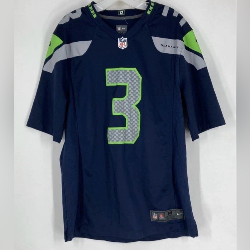 Russell Wilson Authentic Blue Seattle Seahawks Nike NFL ON FIELD Football Jersey